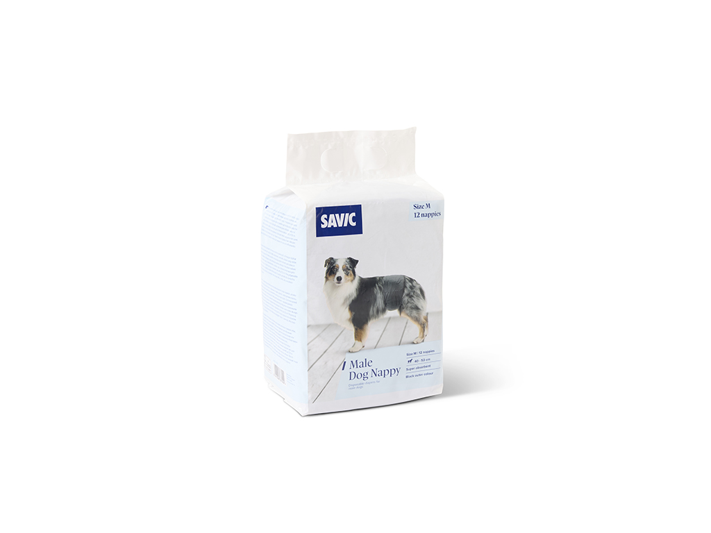 Male Dog Diapers – Disposable nappies with elastic waistband & velcro for comfort. Leak-proof & highly absorbent. Suitable for house training & recovery.