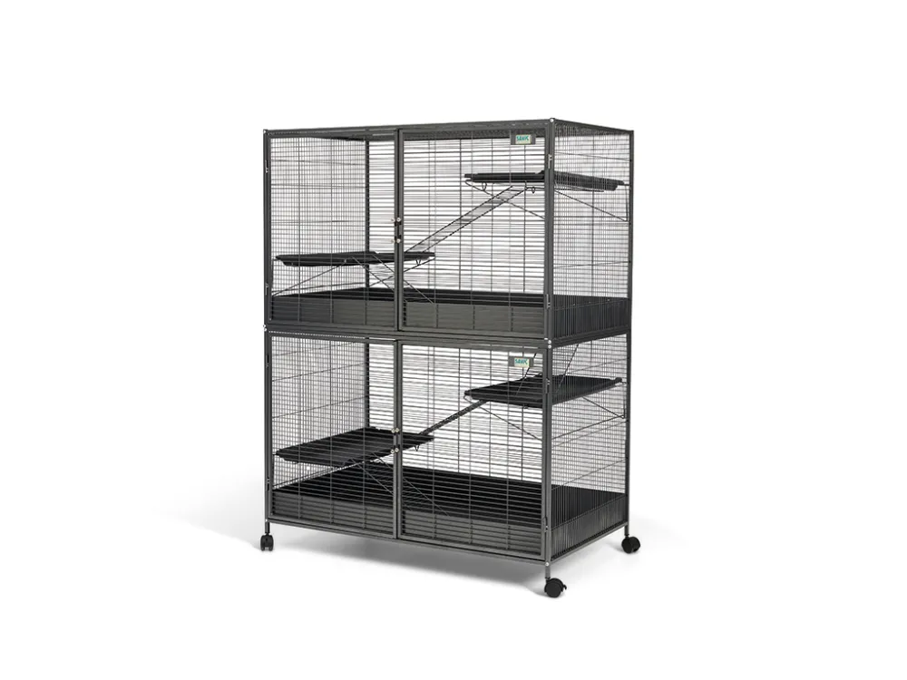 Savic Royal Suite XL Add-on Unit small animal cage extension in anthracite – metal expansion with ladders and platforms.