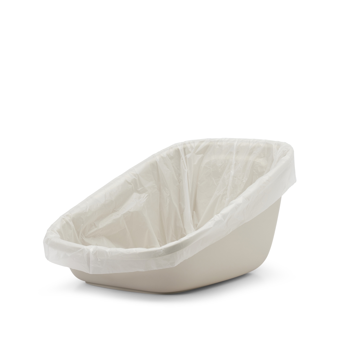 Aseo Giant Mocha – Extra-Large Cat Litter Tray Savic Aseo Giant Mocha extra-large open cat litter tray with white rim and raised sides with Bag It Up Giant liner