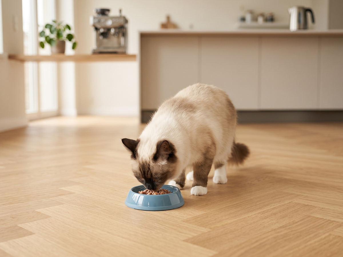 Savic Picnic Cat feeding bowl bluestone for cats and kittens, 200 ml, 12 x 12 x 3.5 cm, built-in handle.