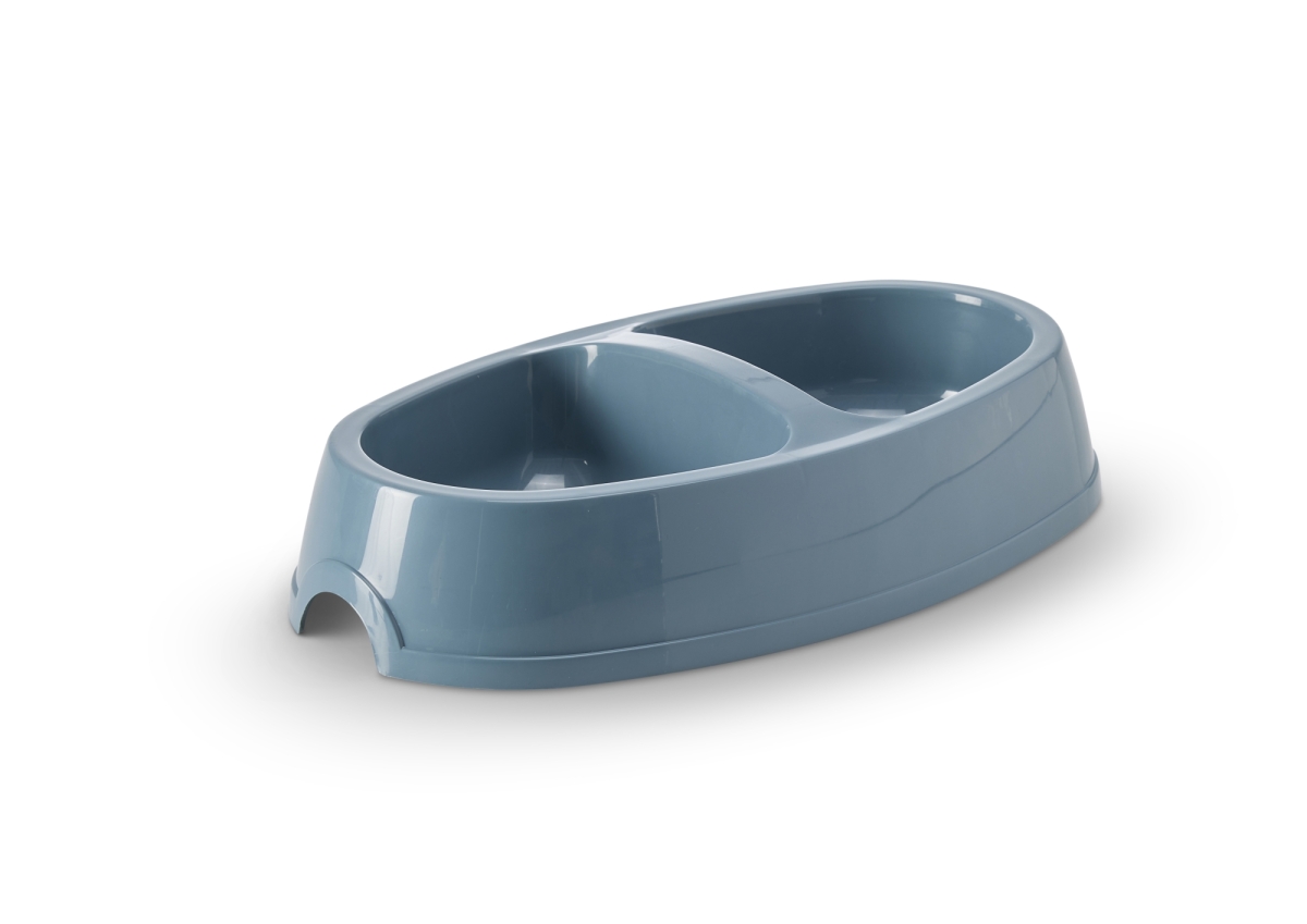 Savic Picnic Twin Dog double feeding bowl bluestone for dogs, 2 x 400 ml, 30.5 x 17 x 6 cm, two compartments.