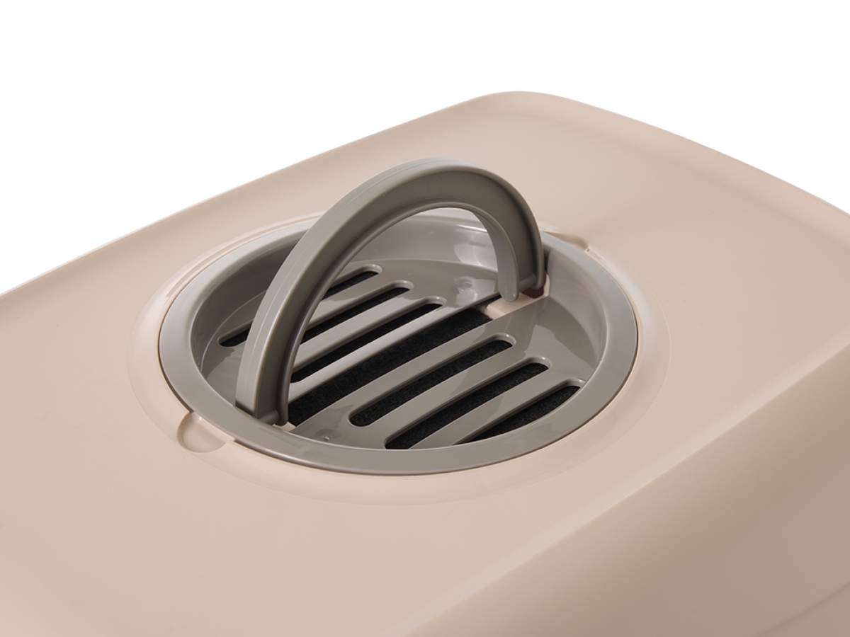 Savic Oscar Tuscan Red cat litter box with hood and swing door.