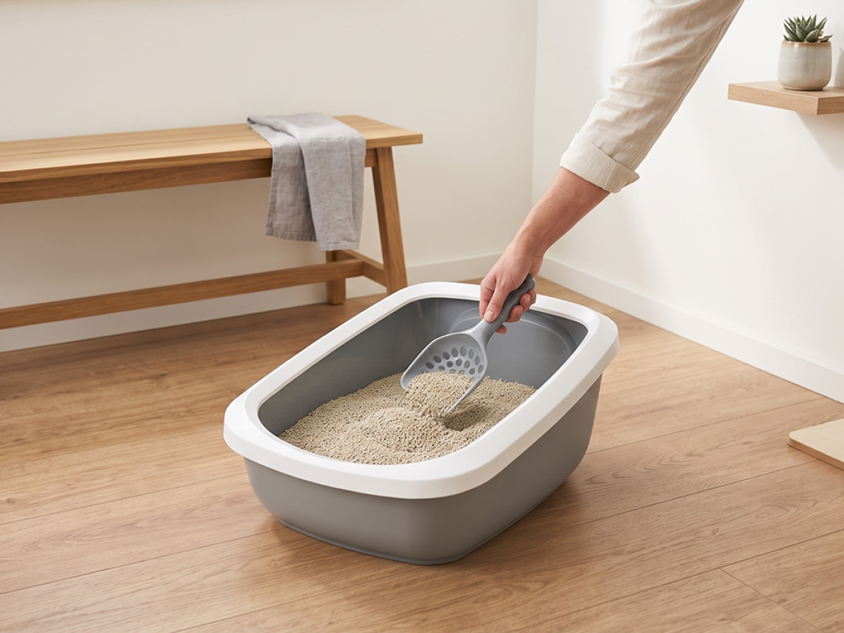 Savic Macro Litter Scoop for coarse clumping cat litter – durable plastic scoop with large holes.