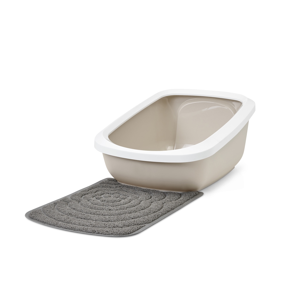 Savic Aseo Jumbo Mocha large high-back cat litter tray with white rim and Litter Tray Mat Aseo Jumbo