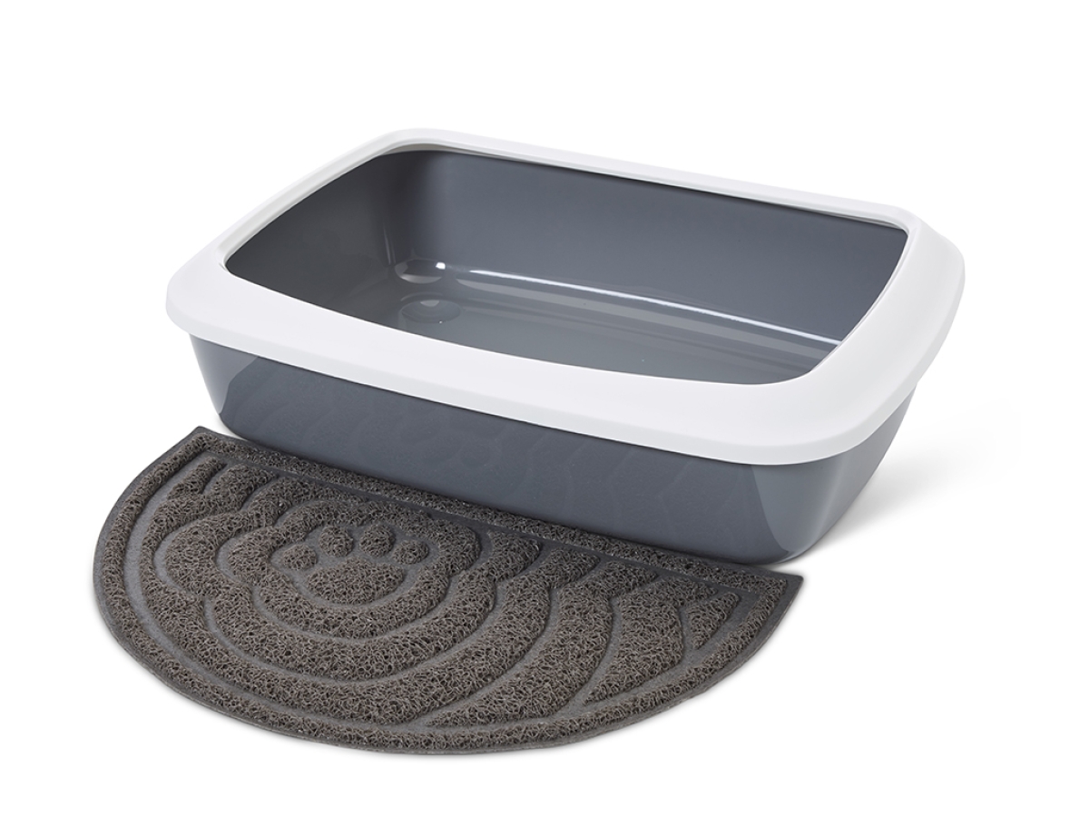 Savic Litter Tray Mat in grey – universal PVC mat for all cat litter boxes.