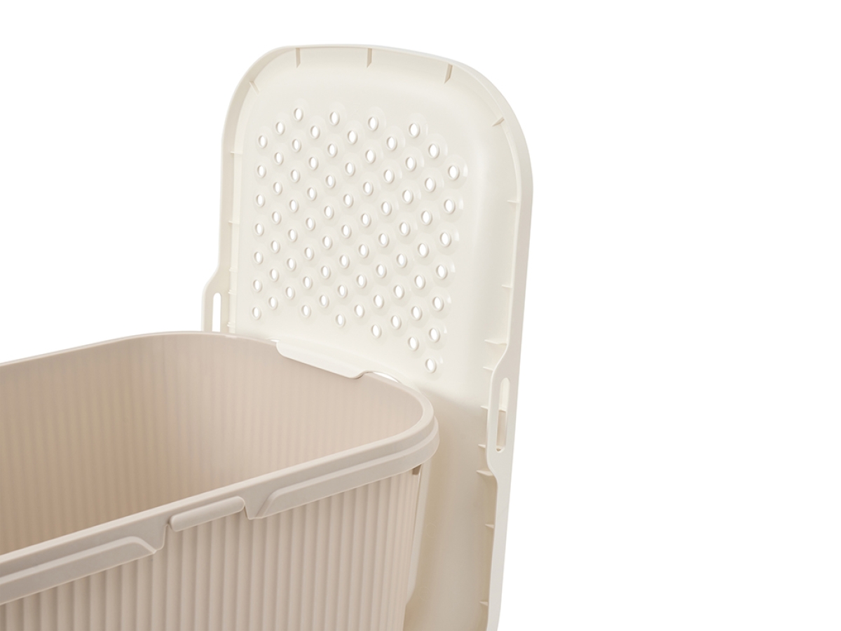 Savic Ease-In mocha cat litter tray with top entry and front door, ribbed sides and built-in litter grid.
