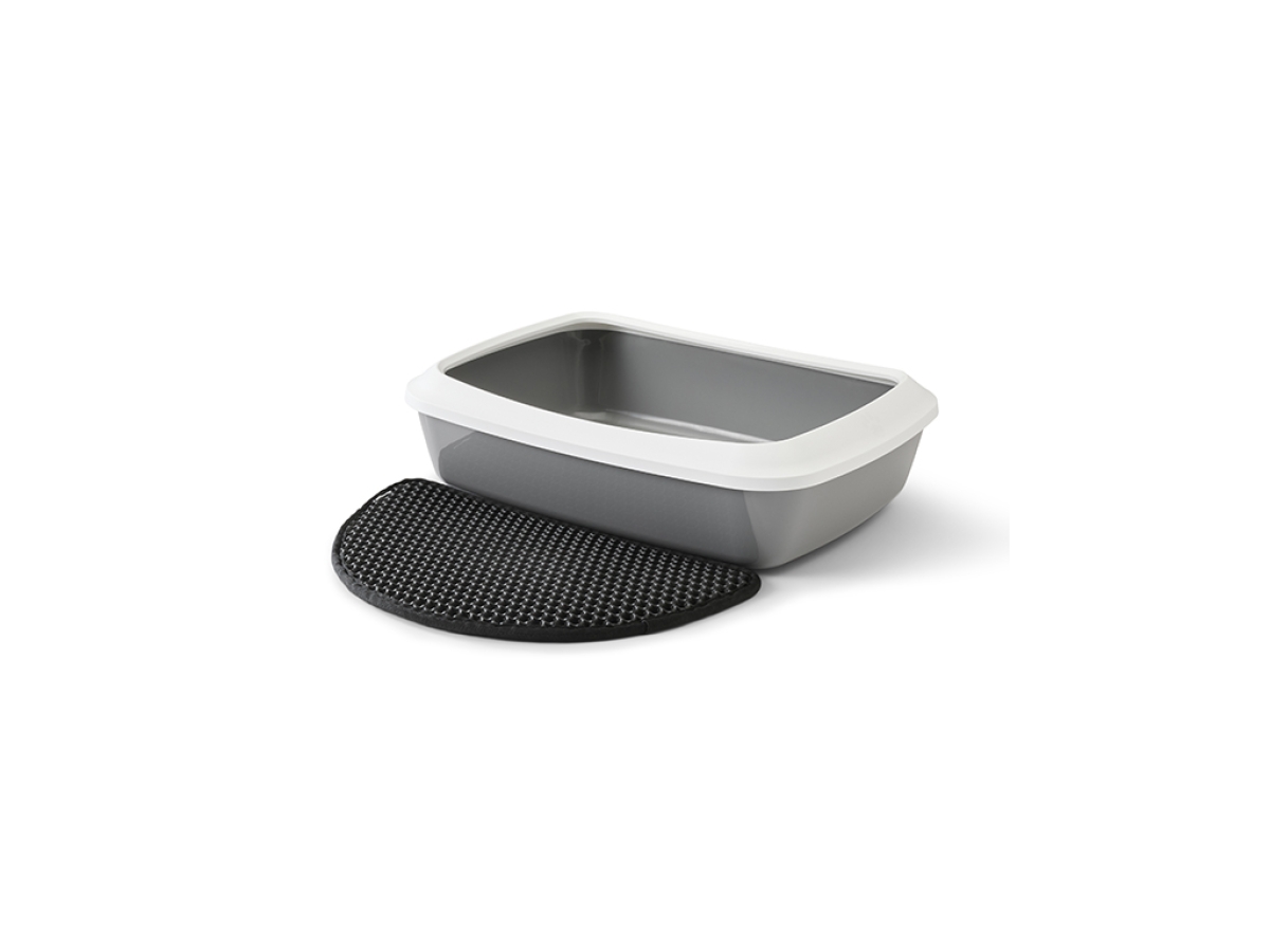 Savic Litter Catcher Mat Standard Black, shown flat with honeycomb surface near litter tray
