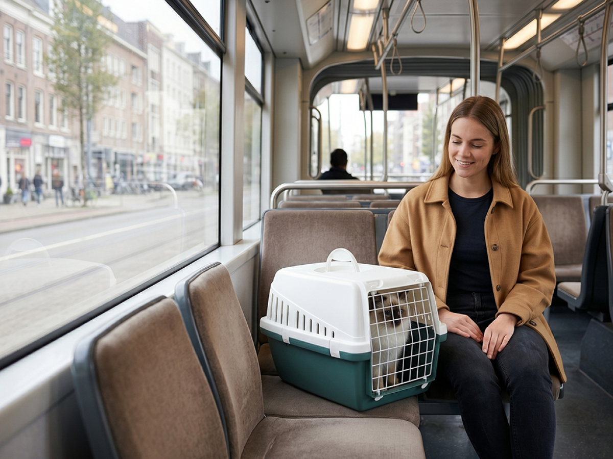 Savic Trotter 1 pet carrier in white / nordic green, coated wire door, for cats and small dogs up to 5 kg, 49 × 33 × 30 cm