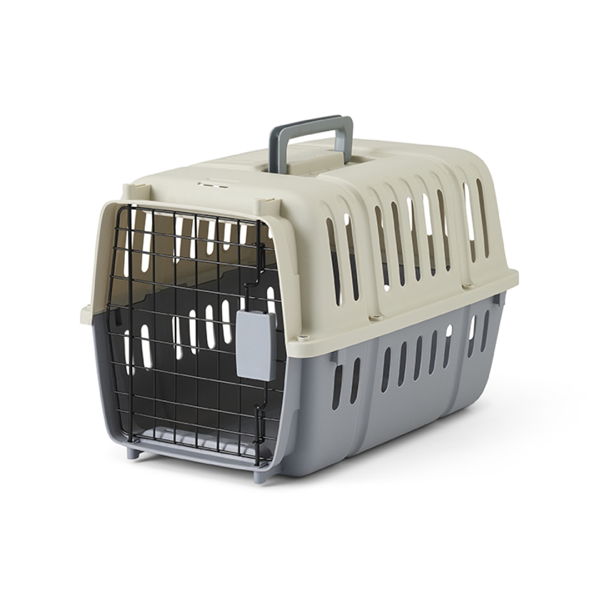 Savic Compass ivory grey pet carrier 46 x 31 x 31 cm for cats and small dogs up to 10 kg with spring-lock door.