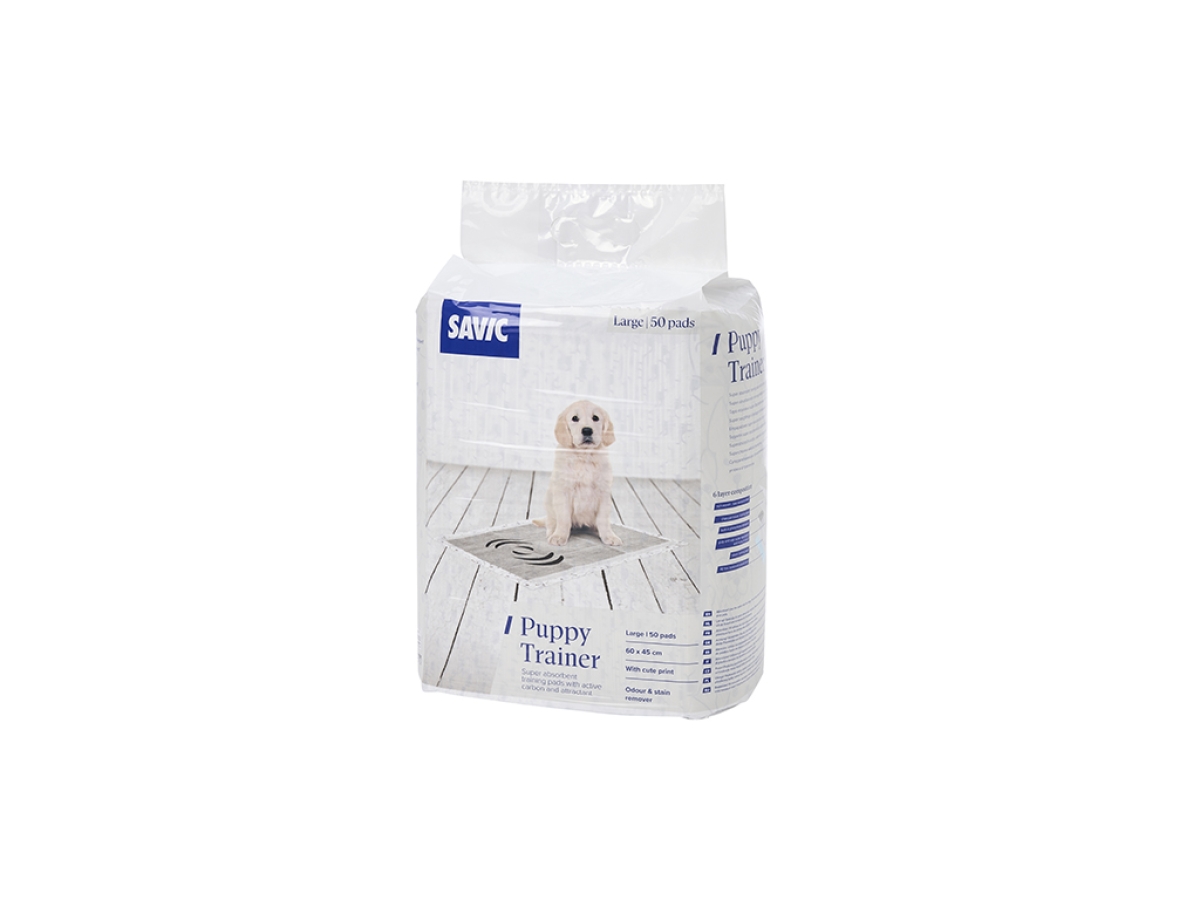 Savic Puppy Trainer Carbon Large pads with dark absorbent layer, shown folded