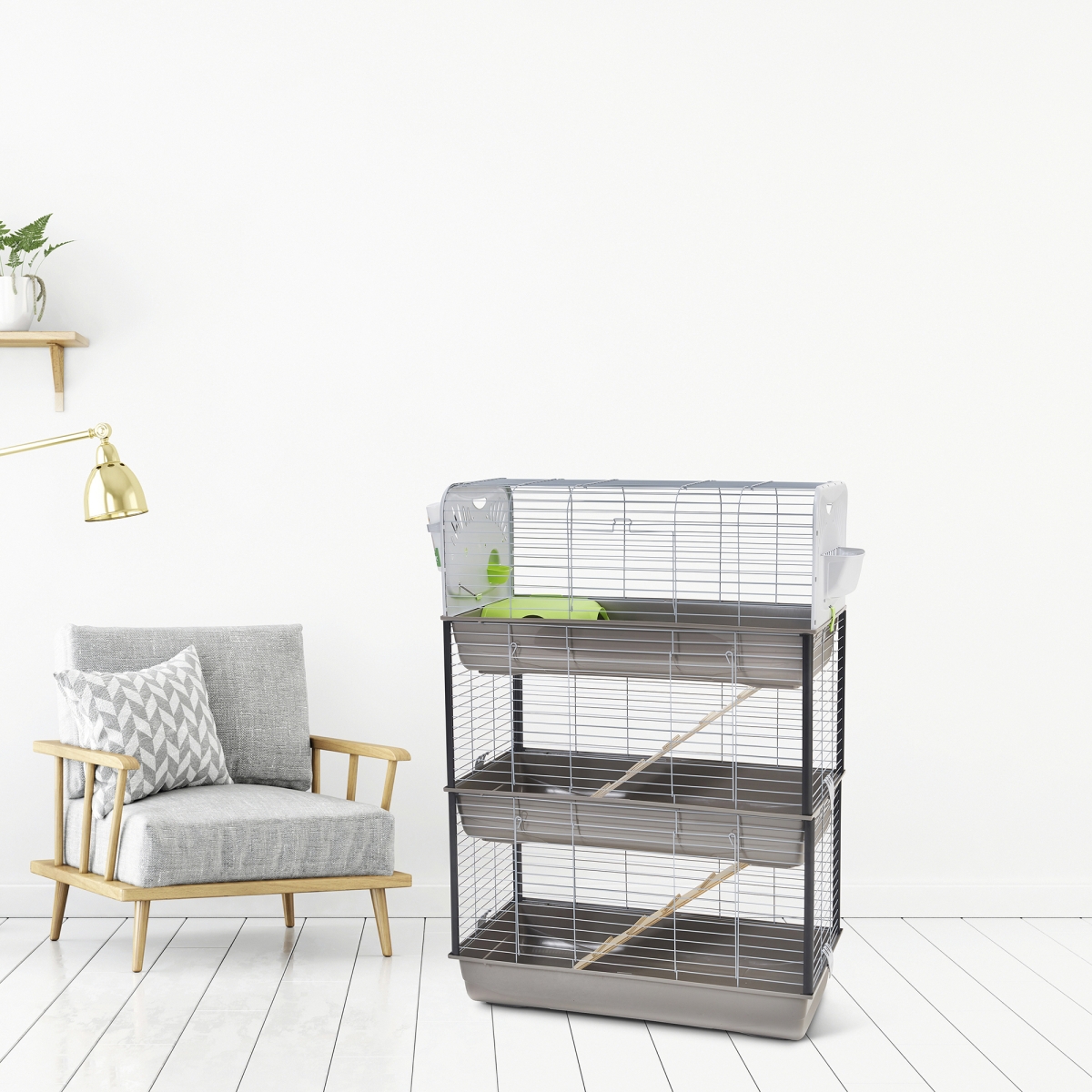 Caesar 3 Triple small animal cage interior