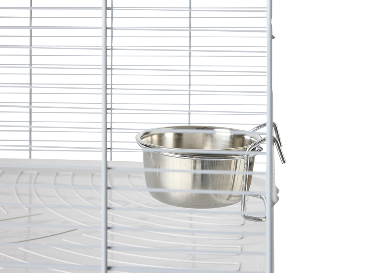 Savic Freddy 2 Max small animal cage 80 x 50 x 80 cm silver wire light grey accessories with platforms and hammock.