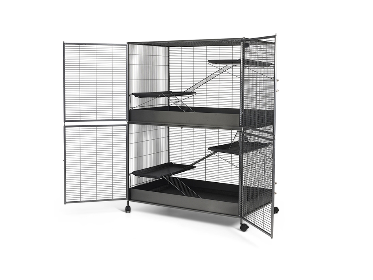 Savic Royal Suite XL Add-on Unit anthracite metal cage extension with ladders, platforms and protective rims, 115 × 67.5 × 71 cm.