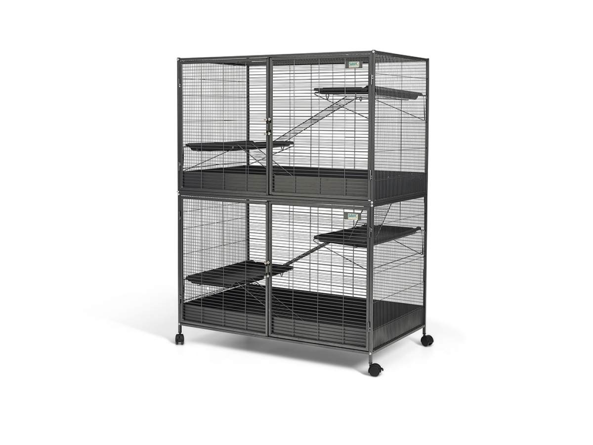 Savic Royal Suite XL Add-on Unit anthracite metal cage extension with ladders, platforms and protective rims, 115 × 67.5 × 71 cm.