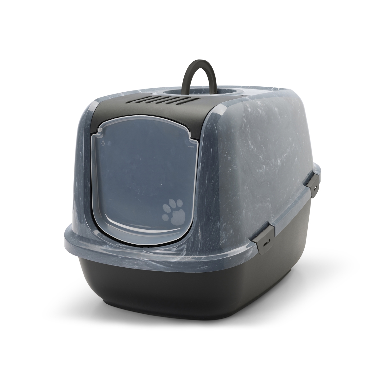 Nestor Jumbo Marble Anthracite White – Stylish Cat Litter Box Savic Nestor Jumbo Marble cat litter box in anthracite and white marble finish with folding front and carbon filter