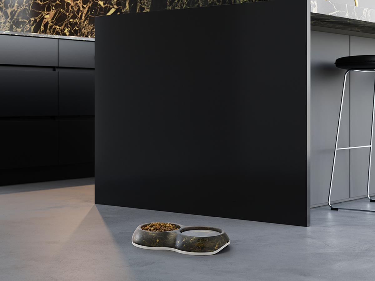 Savic Delice Double Marble Black Gold 2 × 0.2 L feeding and drinking bowl with non-slip rim and marble finish