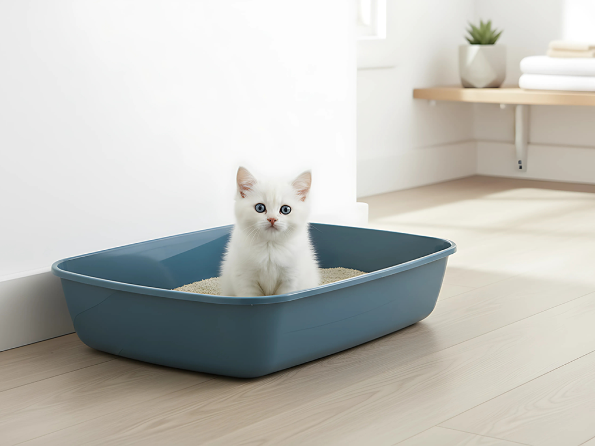Savic Iriz 50 cm Bluestone low-entry cat litter tray.