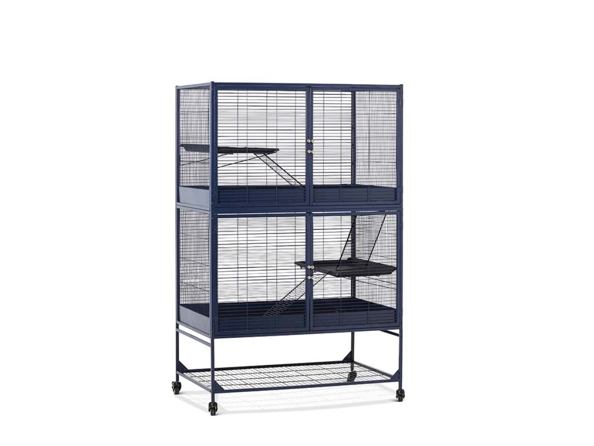Royal Suite 100 Single Unit Navy Blue – Expandable Small Animal Cage Savic Royal Suite 100 Single Unit small animal cage in navy blue – expandable metal cage with platform and ladder expanded with 1 Add-on unit