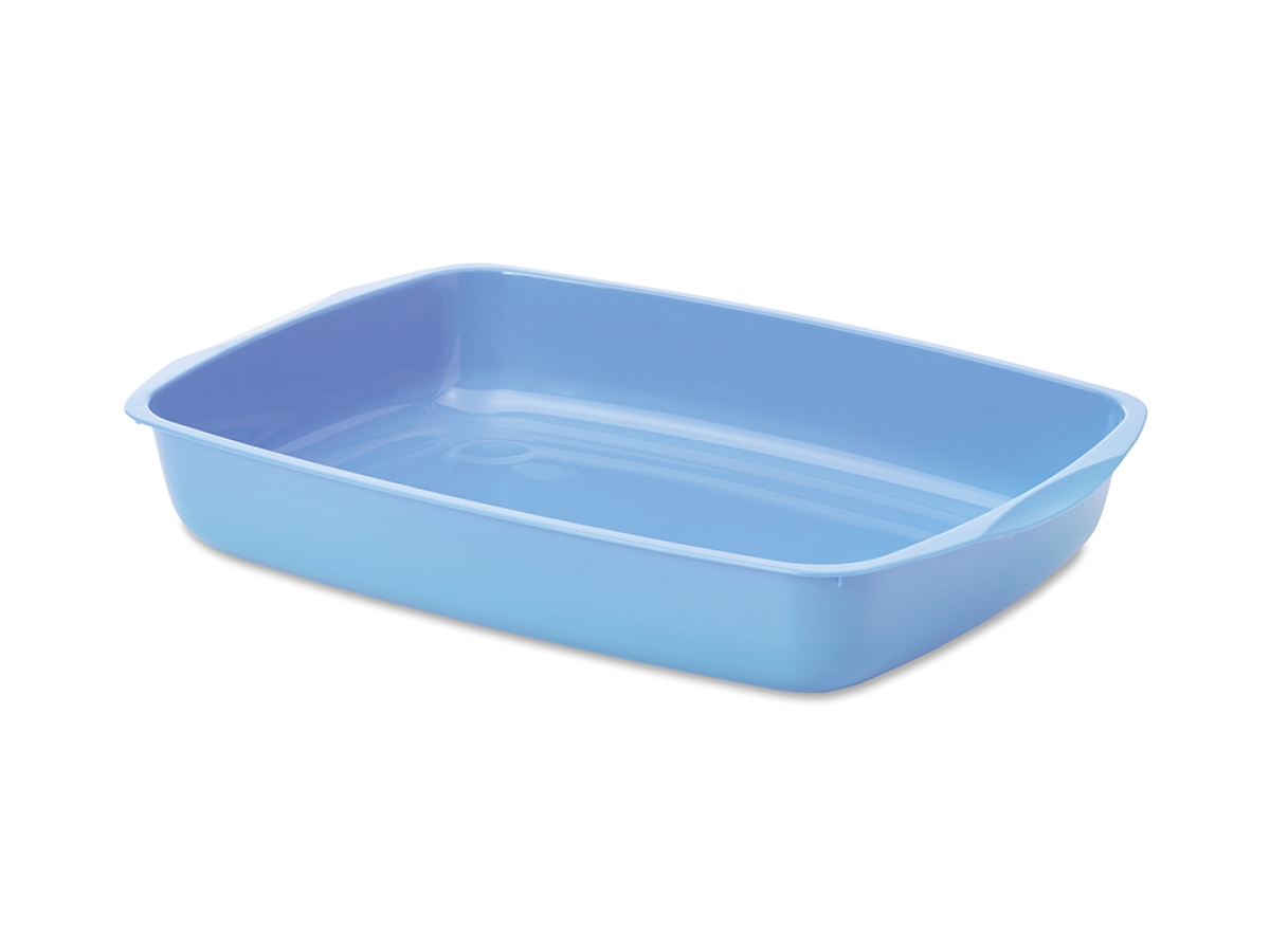 Litter Tray 38 cm – Starter Litter Box for Kittens Savic Litter Tray 38 cm in baby blue – low-entry kitten litter tray for easy toilet training.