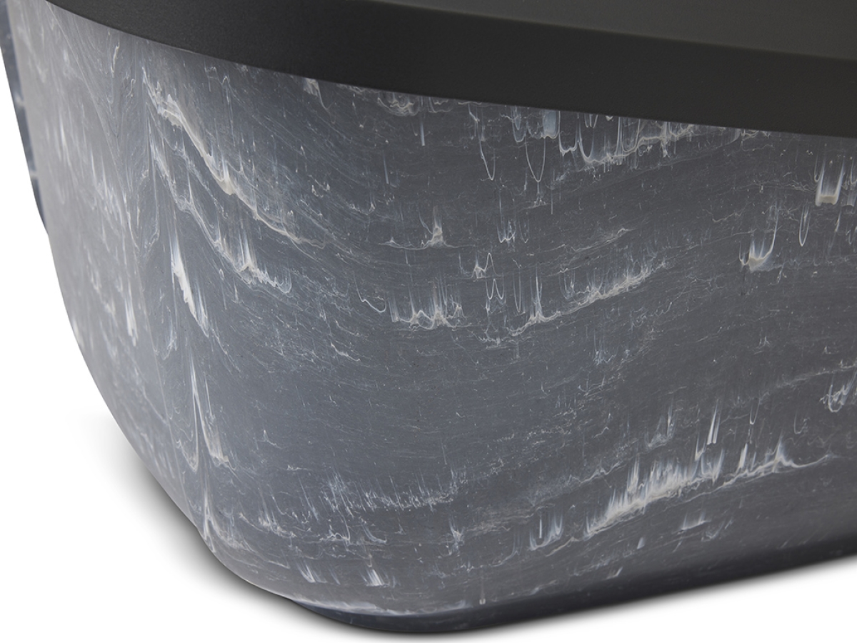 Aseo Jumbo Marble Anthracite White – Stylish Cat Litter Tray Detail of Savic Aseo Jumbo Marble Anthracite White stylish cat litter tray with high back, low entry, and removable rim