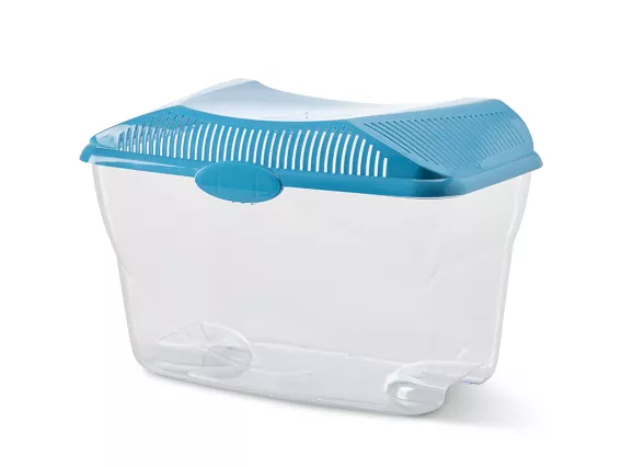 Compact Aqua Smile 6L aquarium with ventilated lid and easy-access door for fish care.