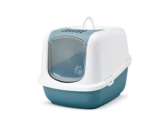 Nestor Jumbo toilet home in bluestone with spacious design, foldable front, and odour control features for large cats.