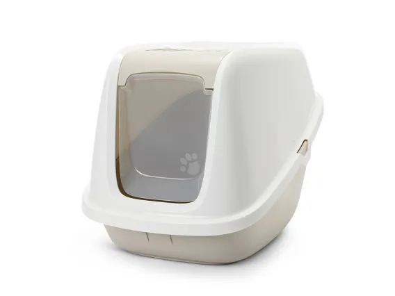 Nestor Giant litter box with cool grey base, extra-large size for big cats, foldable front, and odour control features.