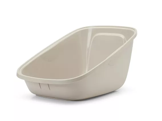 Aseo Giant litter tray with mocha base, extra-large size for large cats, high sides for mess prevention, and spacious design.
