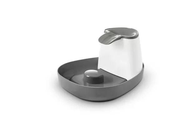 Cascade 3:1 drinking fountain in anthracite and white, designed for cats and small dogs with bubbling, falling, and still water options.