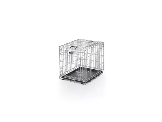 Dog Residence 50 cm metal wire dog crate – collapsible, dual-door access, durable hammertone coating, and anti-slip feet for stability and security.
