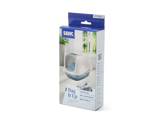 Bag It Up Jumbo litter tray bags – eco-friendly, 30% recycled plastic, with twist ties for easy disposal. Prevents odours & extends tray lifespan.
