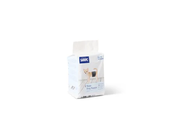 Male Dog Diapers – Disposable nappies with elastic waistband & velcro for comfort. Leak-proof & highly absorbent. Suitable for house training & recovery.
