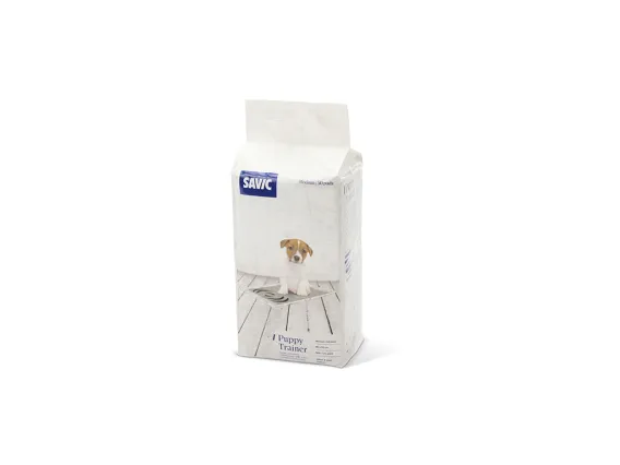 Savic Puppy Trainer Carbon Medium pads with dark absorbent layer, shown folded
