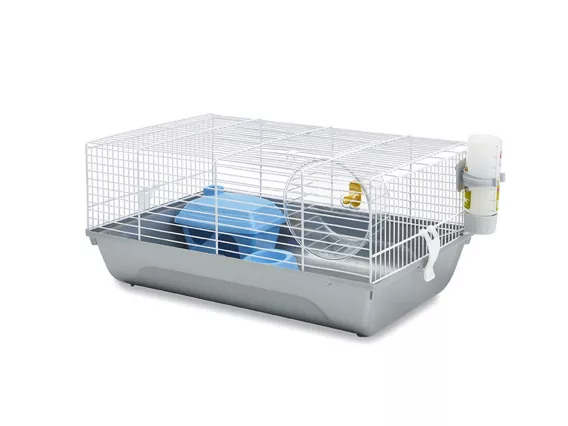 Martha small animal cage with hideaway, exercise wheel, feeding bowl, and 150 ml drinking bottle – safe and engaging habitat for small pets.
