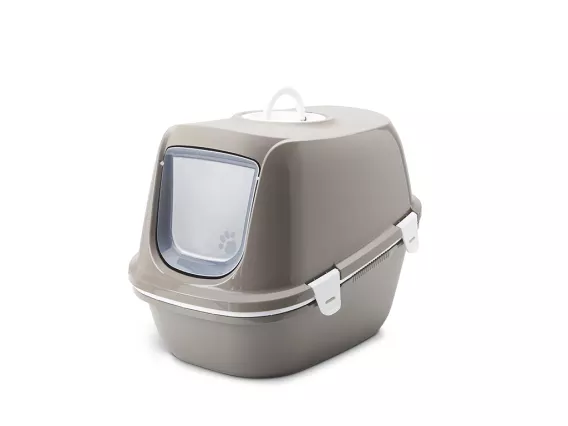 Reina Sift – Extra-large sifting cat litter box in warm grey, featuring a sieve system, carbon filter, and leak-prevention design for large cats or multi-cat homes.