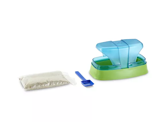 Savic Hamster Toilet with absorbent litter, scoop, and easy-to-clean design.
