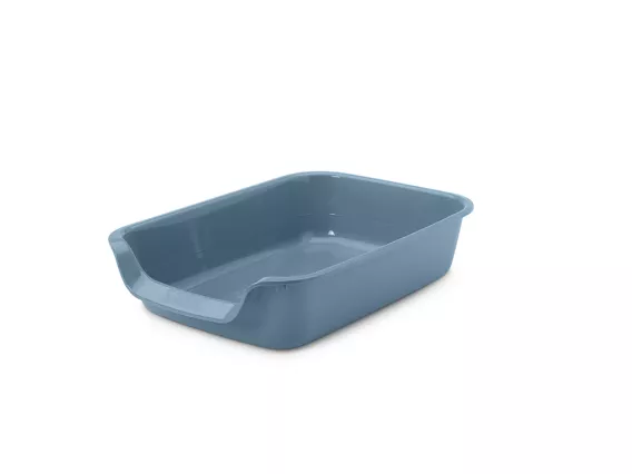 Junior Toilet litter tray in bluestone, featuring a low-entry design for easy access—ideal for kittens, senior cats, and small dogs with mobility challenges.